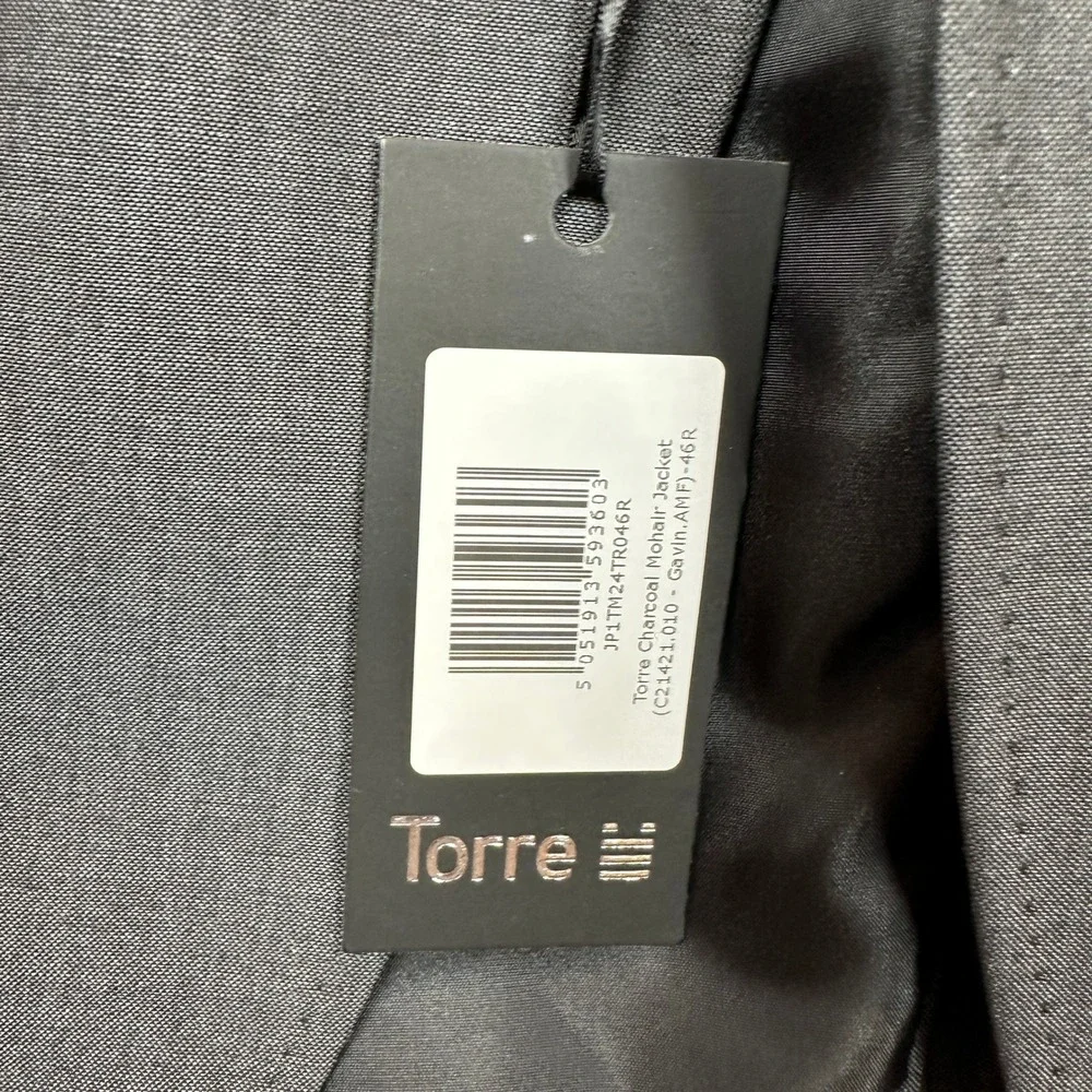 Torre Gavin AMF Charcoal Mohair Wool Blend 2 Piece Suit Mens 46R Jacket 42R Pant